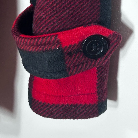 Ike Behar Red Buffalo Plaid Belted Button Up Pea Coat Size S - Picture 5 of 12